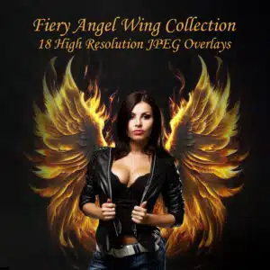 fiery angel wing overlays on model