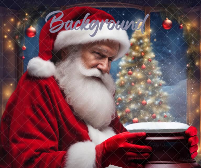 Santa with Snow Globe Digital Background