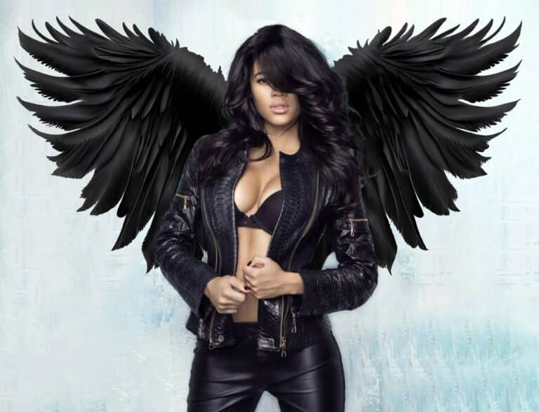 angel wings added to photo of model