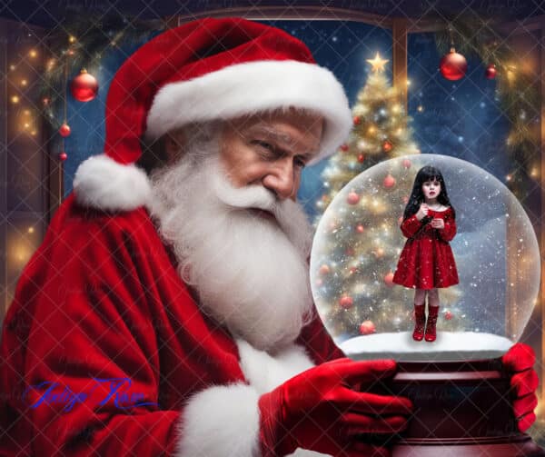 Santa with Snow Globe Digital Background