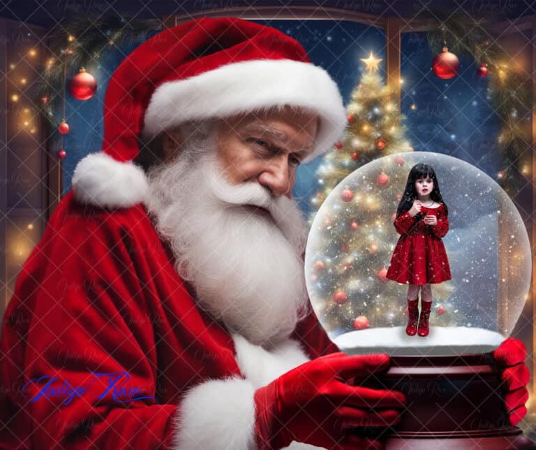 Santa with Snow Globe Digital Background