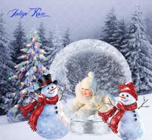 Snowman snow globe overlay for Photoshop