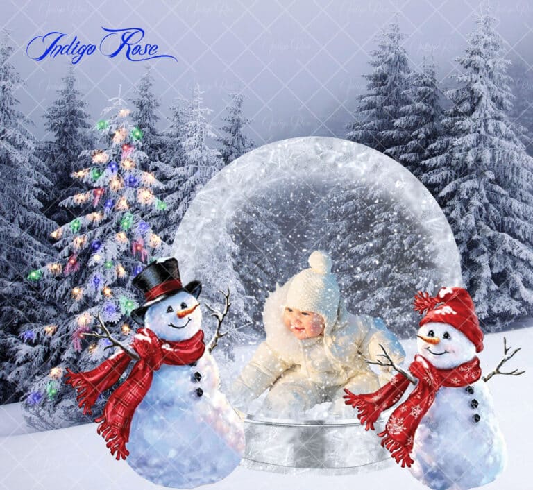 Snowman snow globe overlay for Photoshop
