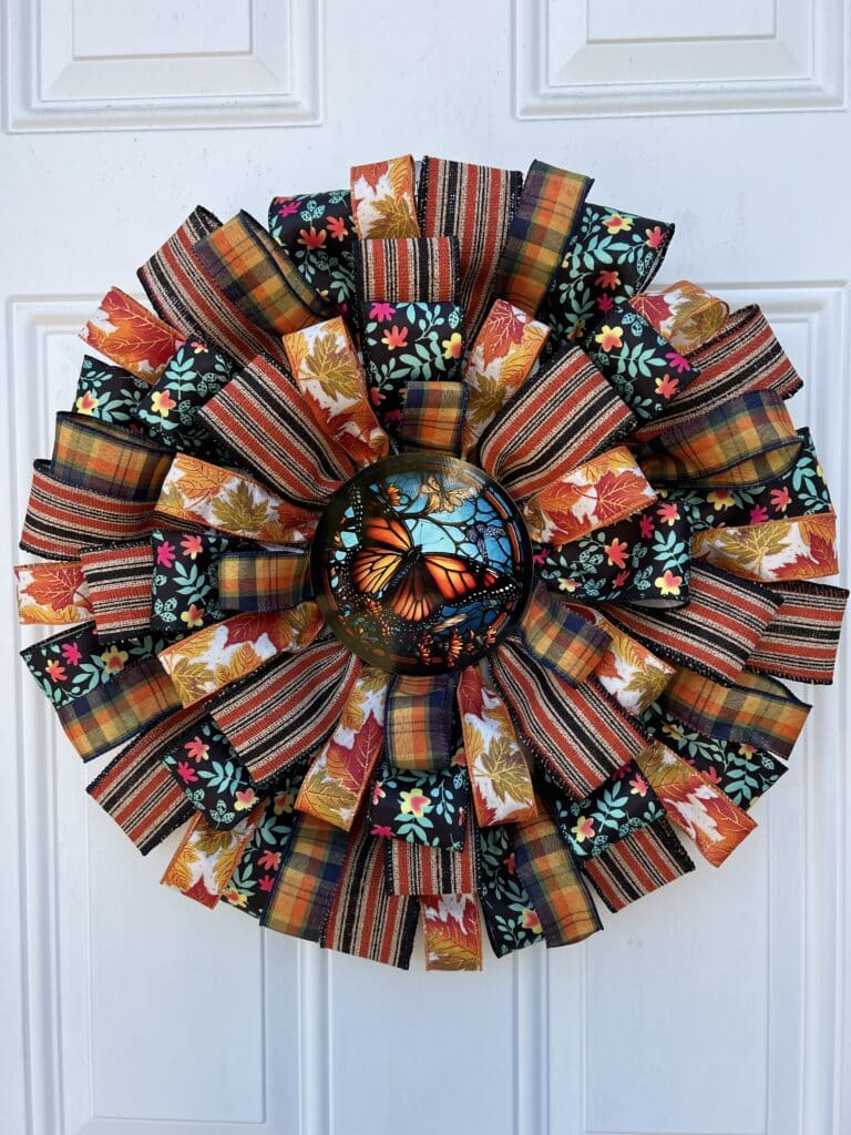 butterfly ribbon wreath in fall colors