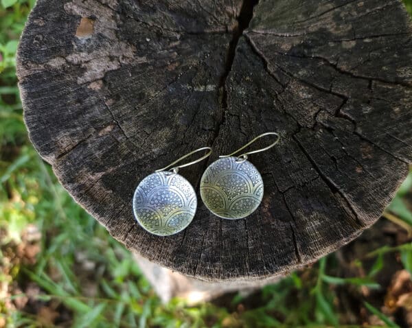 Concave Fine Silver Textured Earrings