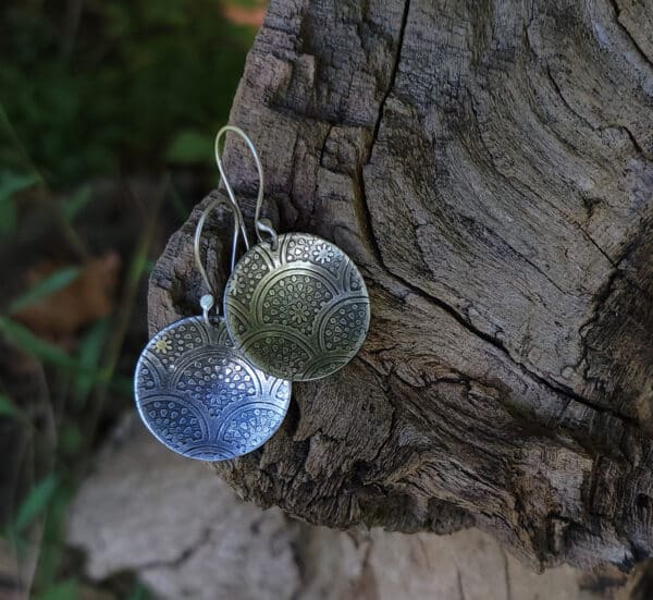 Concave Fine Silver Textured Earrings