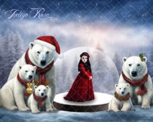 Polar bears with snow globe