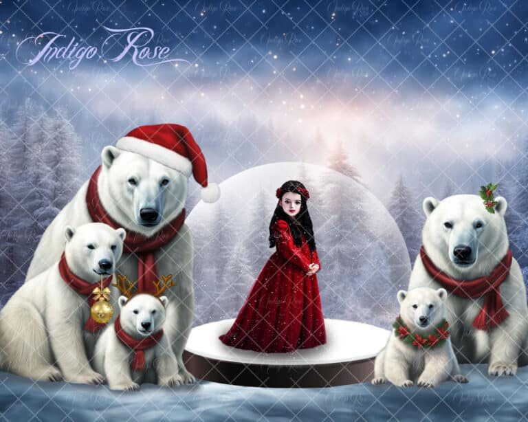 Polar bears with snow globe