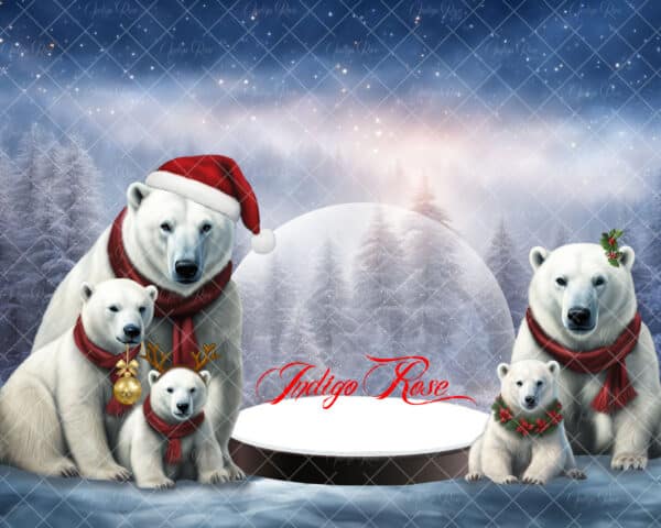 Polar bears with snow globe