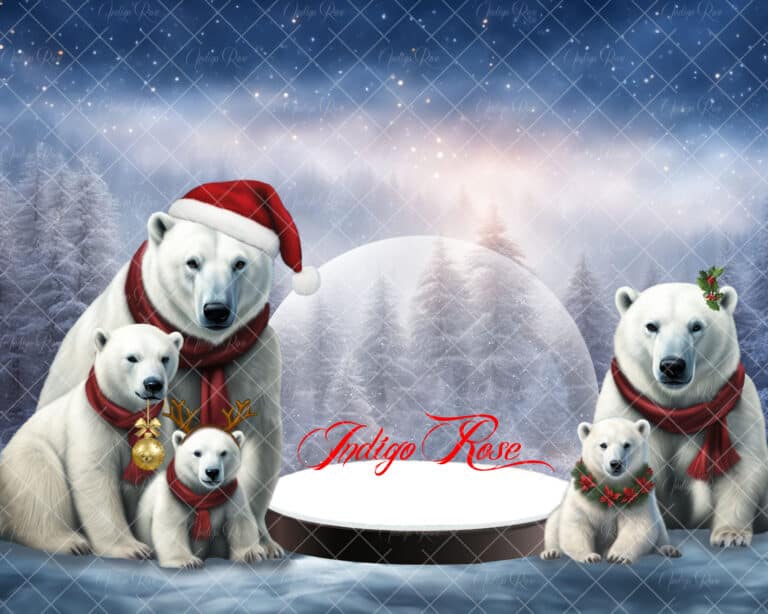 Polar bears with snow globe