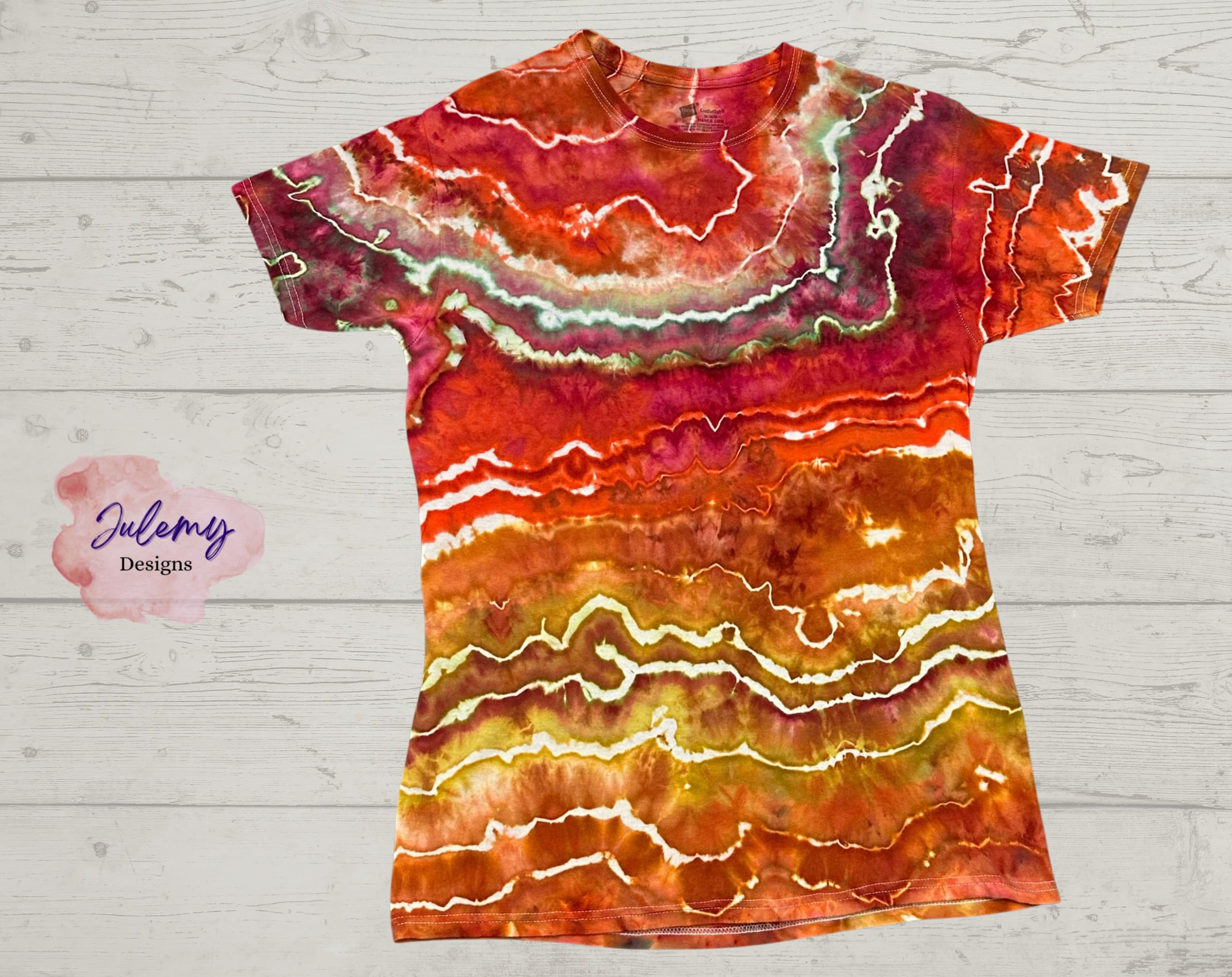 fall colored geode ice dye tshirt