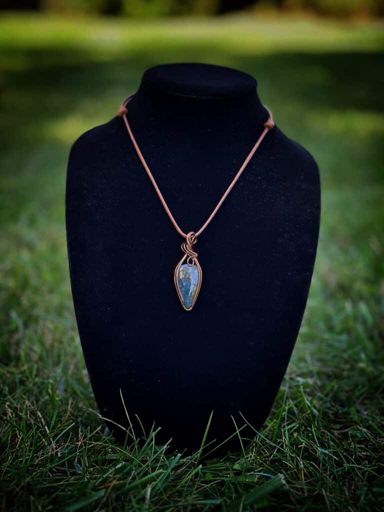 Wire Wrapped Moss Agate Necklace