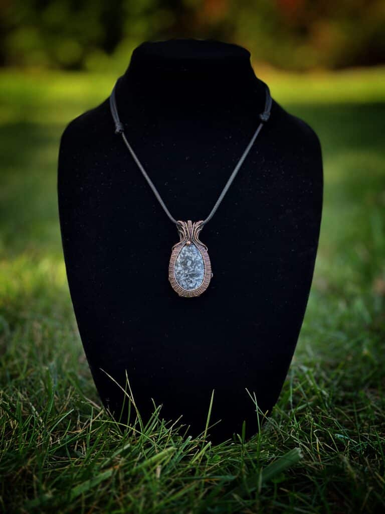 Wire Wrapped Pinolith Jasper Necklace