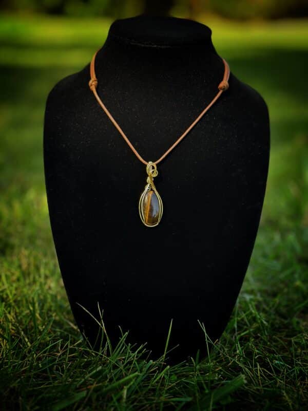 Tiger Eye Wire Wrapped Necklace