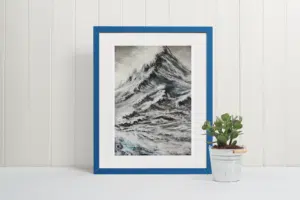 minimalistic mockup of a picture frame leaning against a white wooden wall 543 el