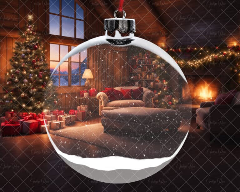 Christmas digital background, Christmas cabin
