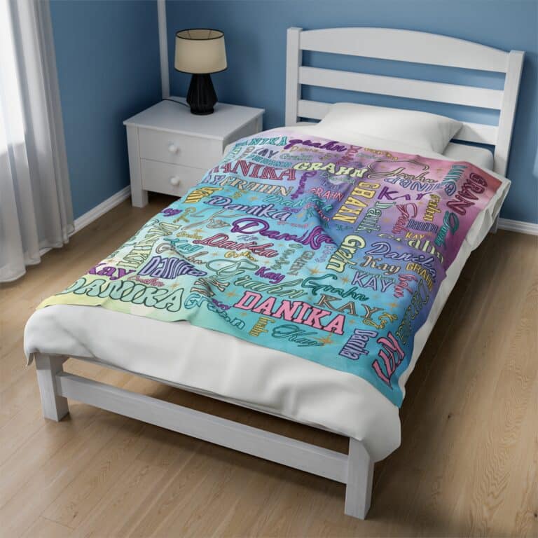 Personalized pastel colored name blanket