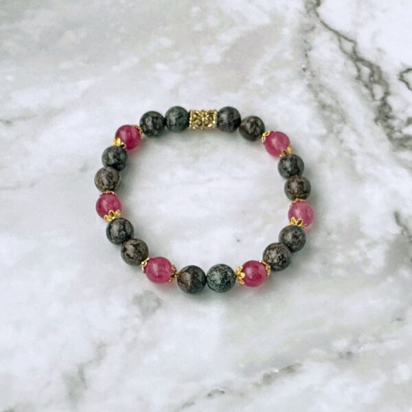 Brown Snowflake Obsidian Raspberry Chal Bracelet B2