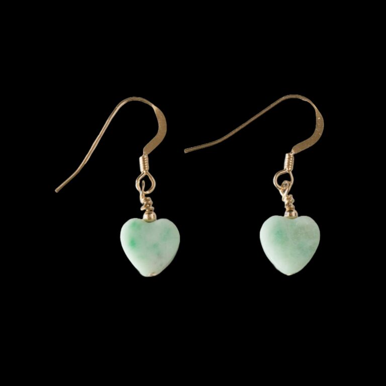 Light green heart earrings earrings with gold ear wires