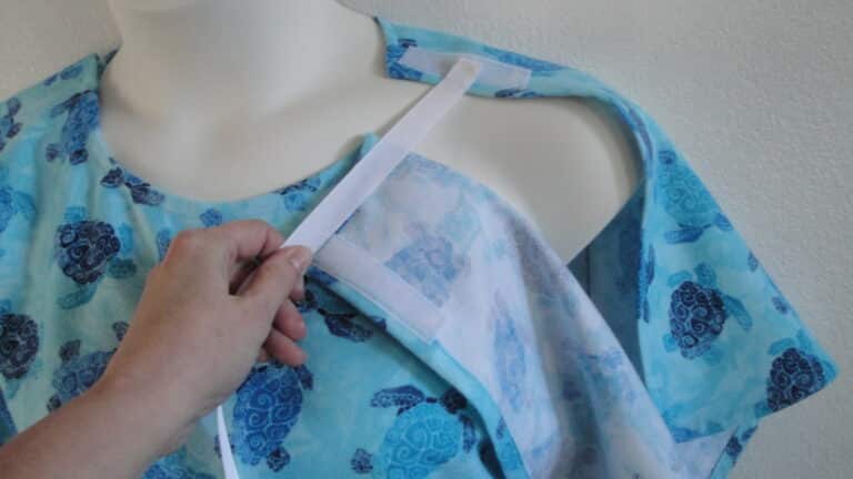 Sea Turtle Flannel post surgery gown with ribbon extensions