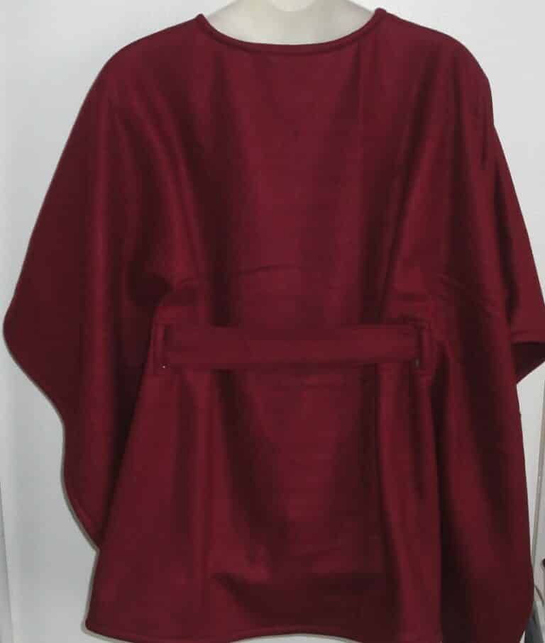 Burgundy Fleece Shandra back of Adaptive Cape
