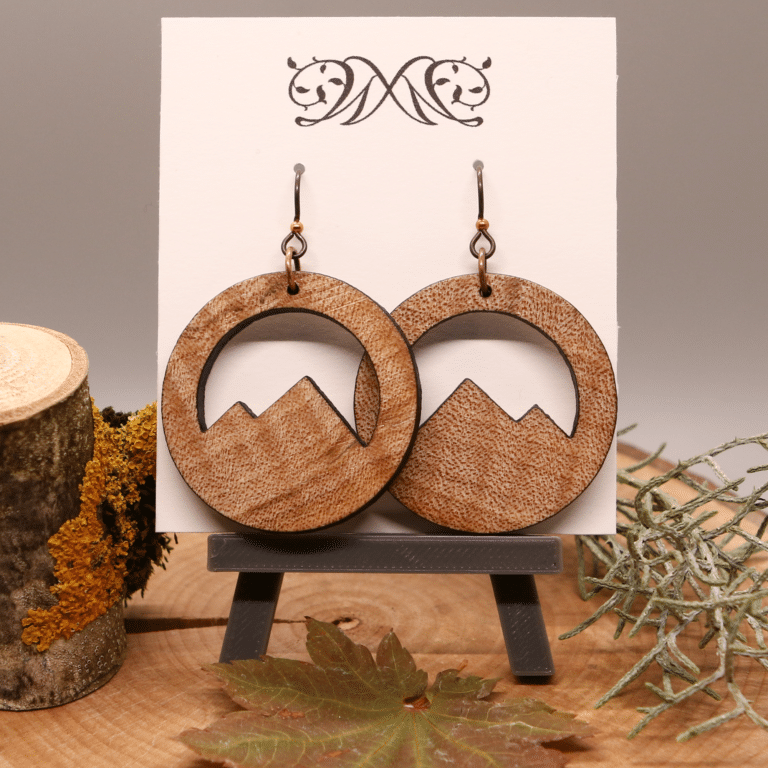 Quilted Maple Mountain Dangle Earrings - Laser Cut
