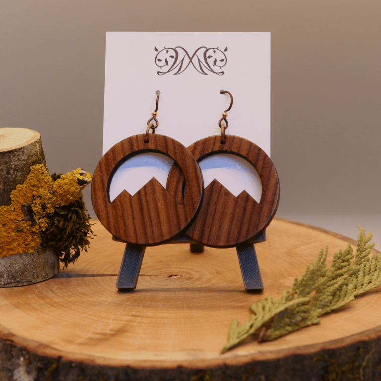Zebrawood Mountain Dangle Earrings - Laser Cut