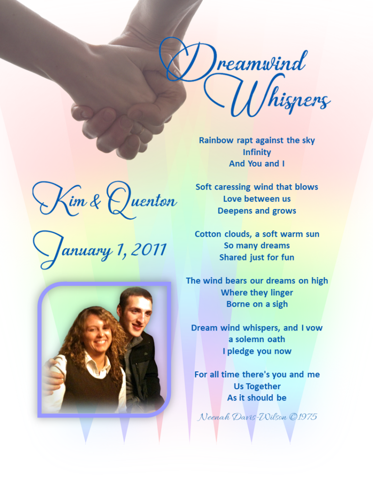 Romantic poem for weddings, anniversaries w/ photo and date