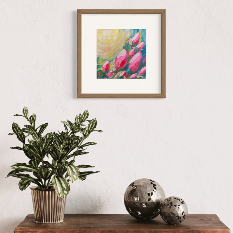 Glowing tulips floral print, Study of Spring Dreams #03