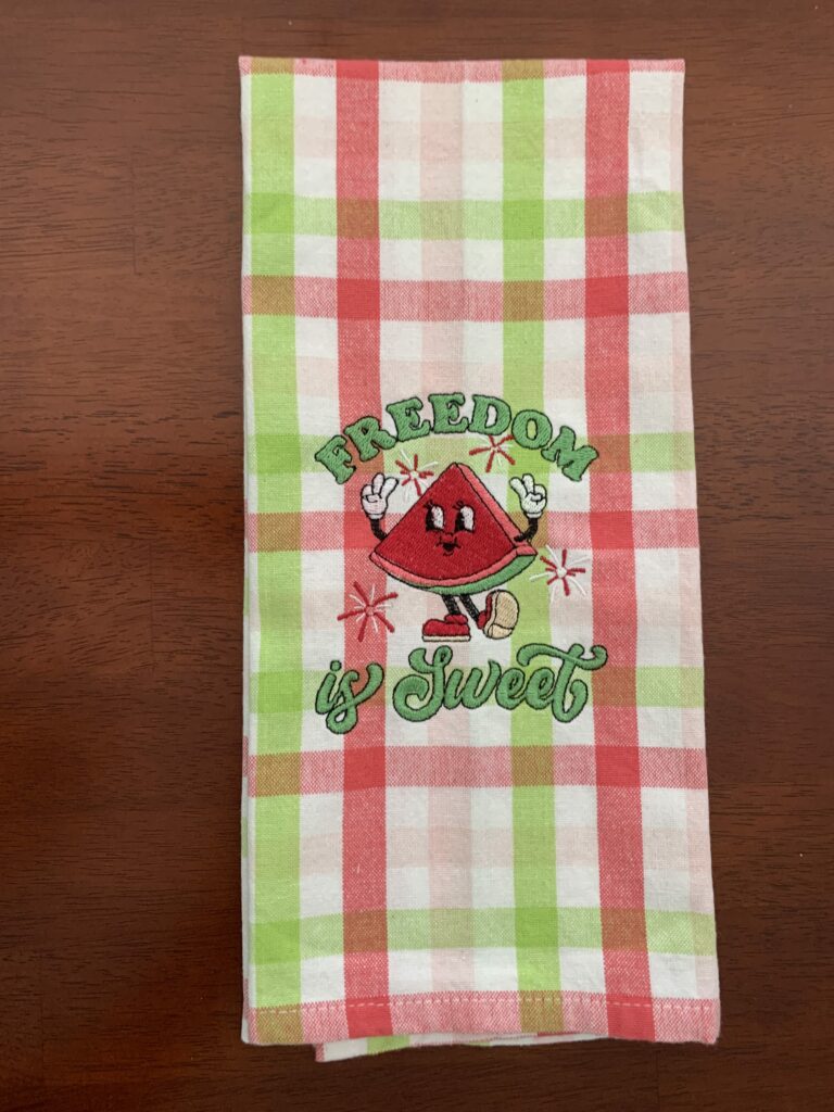Machine embroidered towel