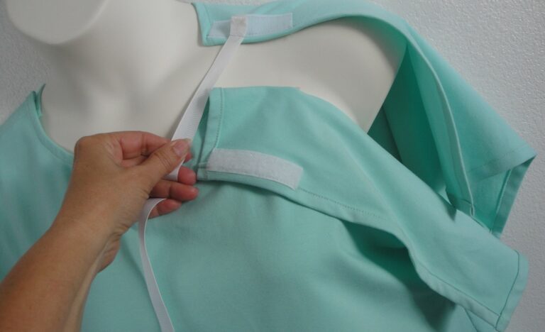 Mint green adaptive nightgown with ribbon
