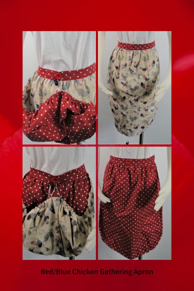 Red/Blue Chicken Gathering Apron Collage