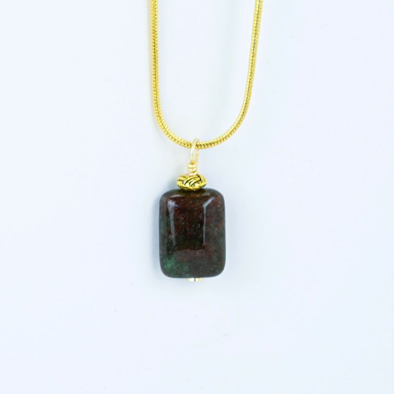 Garnet pendant with gold chain