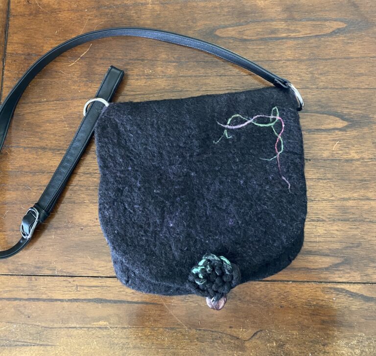 felt black alpaca handbag