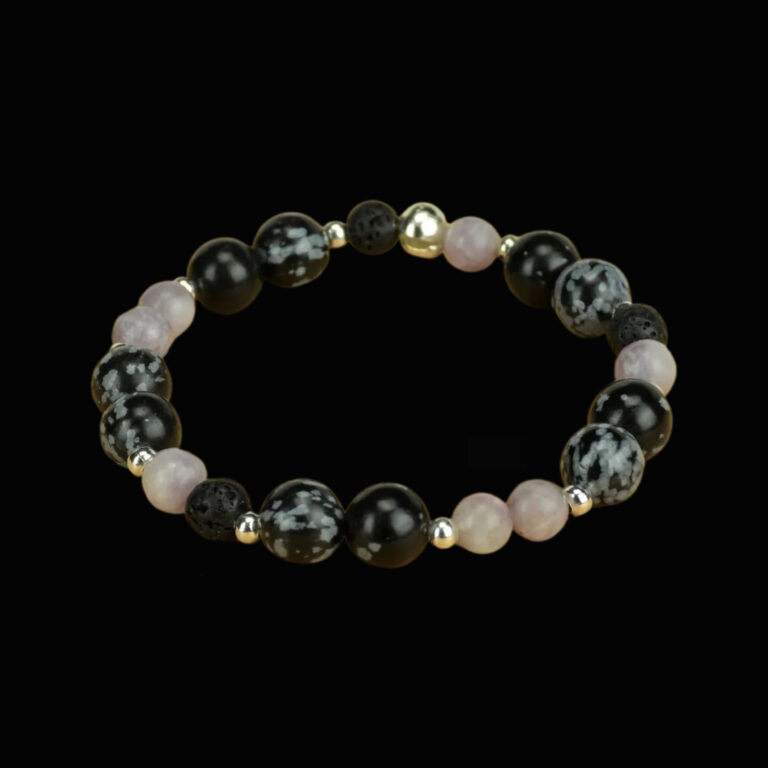 Pink and black gemstone bracelet