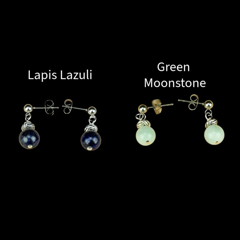 Blue Lapis Lazuli and Green Moonstone post earrings