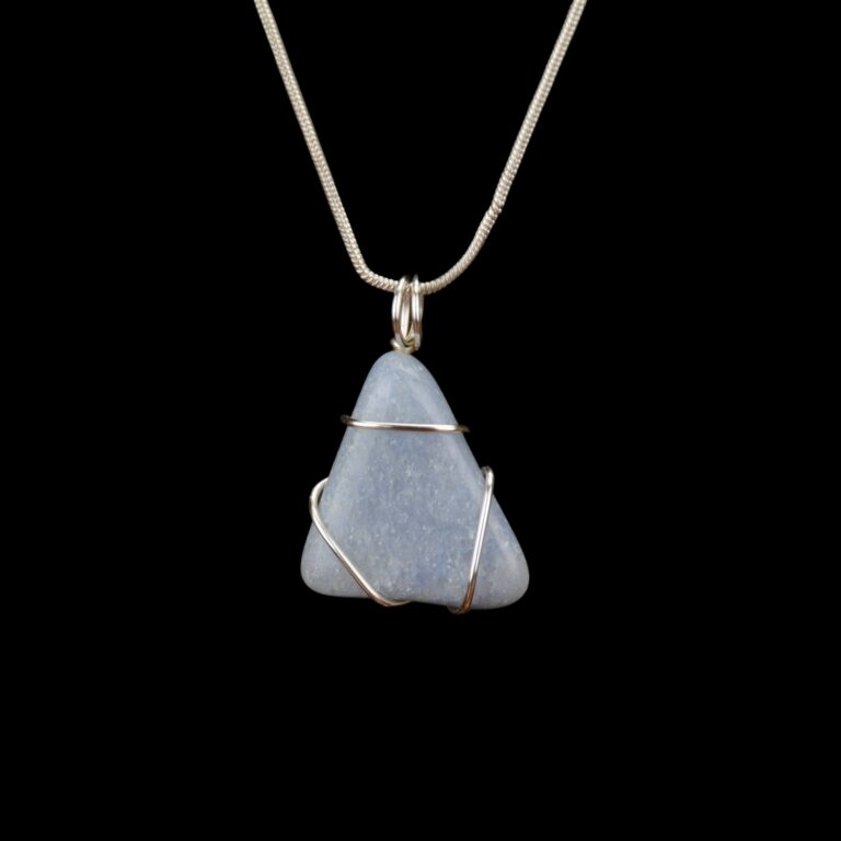 Wire wrapped blue aventurine triangle pendant - reiki infused