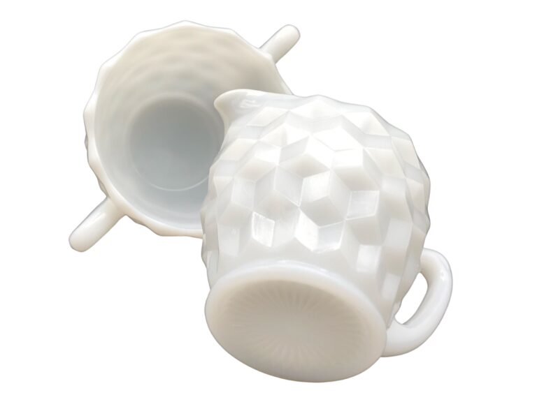 Cream Sugar Set White Milk Glass by Jeannette 4