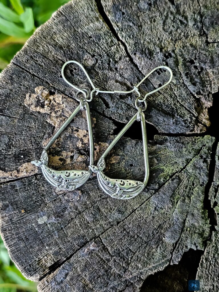 Silver Celestial Whale Dangle Earrings