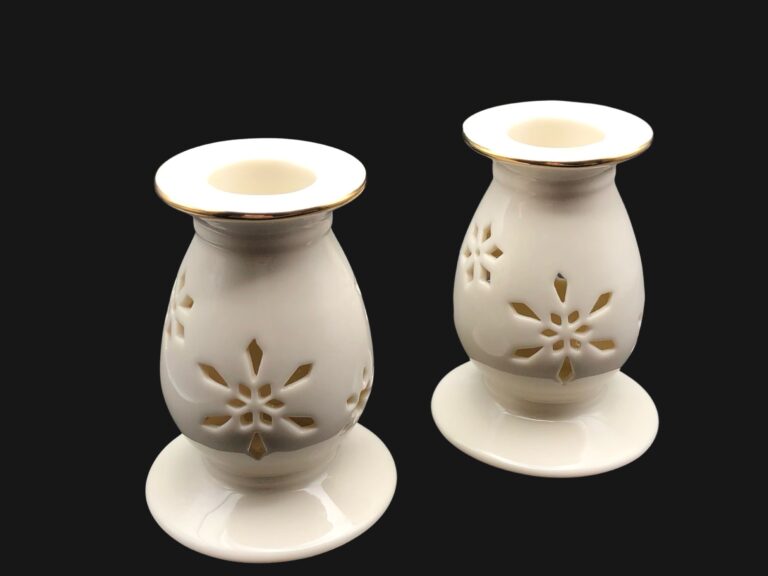 Candlestick Holders Snowflake by Lenox 51 Vintage La Vie Lane 2 1