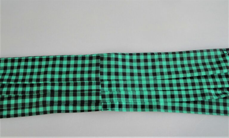 Green Black Checked Dinner Scarf / Adult Bib Neck Pleats