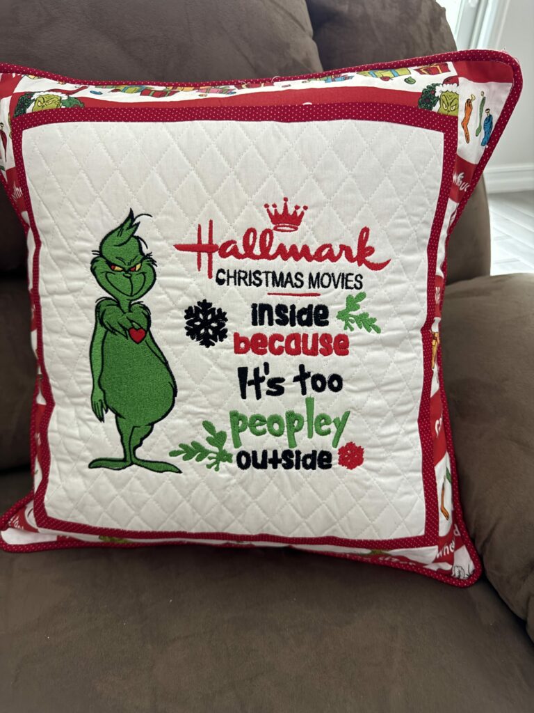 Pillow cover only with red & white dot piping
