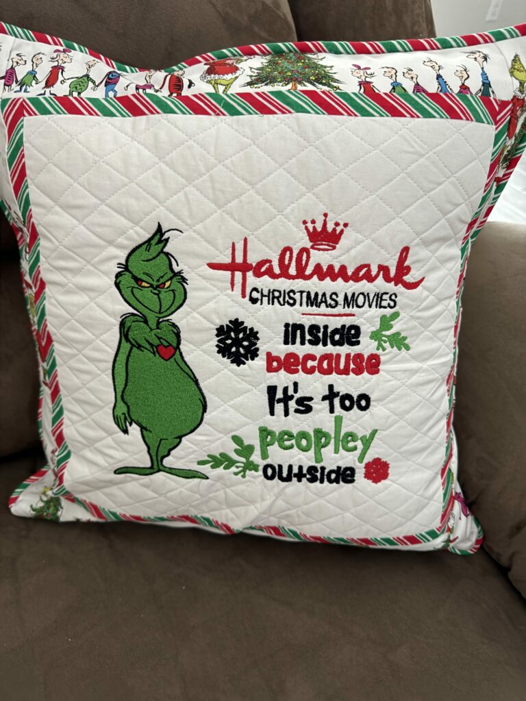 Pillow cover only with white Whoville back side