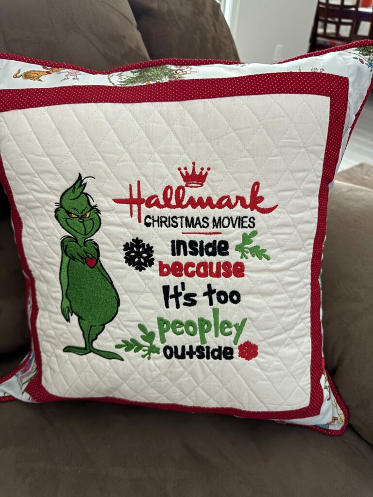 Pillow cover only with Cindy Lou & family