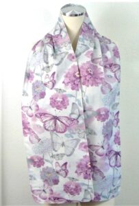 Purple Gray Butterfly Dinner Scarf / Adult Bib