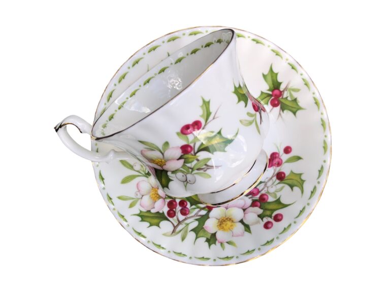 Teacup And Saucer Christmas Rose Dec by Royal Albert 51 Vintage La Vie Lane 3