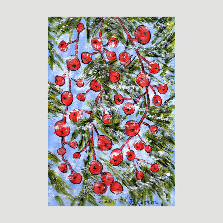 Winter Berries 2 Nature Art Acrylic Painting