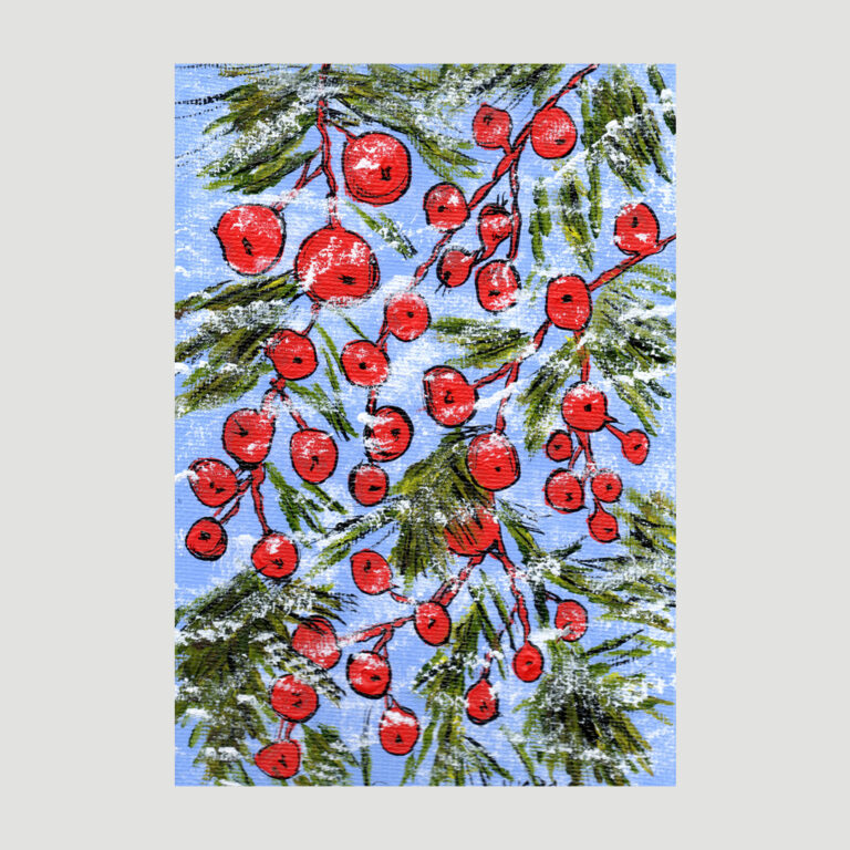 Winter Berries 2 Nature Art Acrylic Painting