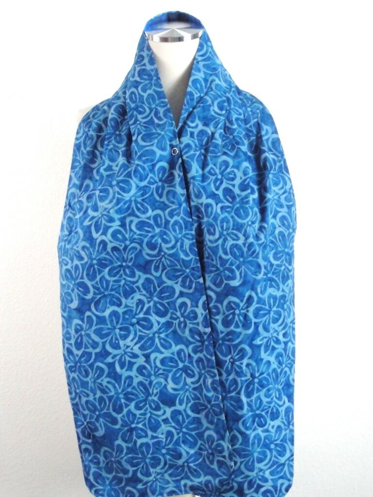 Blue Violets Batik Dinner Scarf / Adult Bib