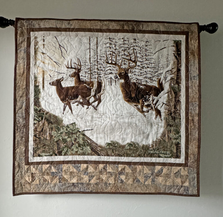 Quilted Deer Wall Hanging Brown